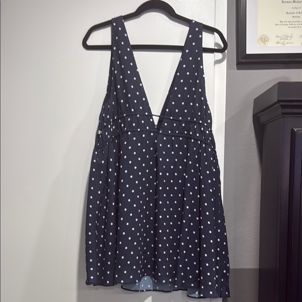White fox Polka Dot V-Neck Women's mini Dress